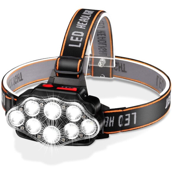 Rechargeable LED Headlamp with 8 Modes | Waterproof Bright Head Light for Runnin - Picture 1 of 9